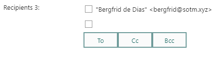 Screen capture of recipients element