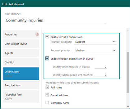 Customer can create request from chat -screenshot